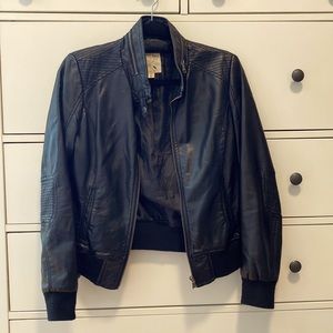 M L.A. Hearts black faux leather bomber jacket